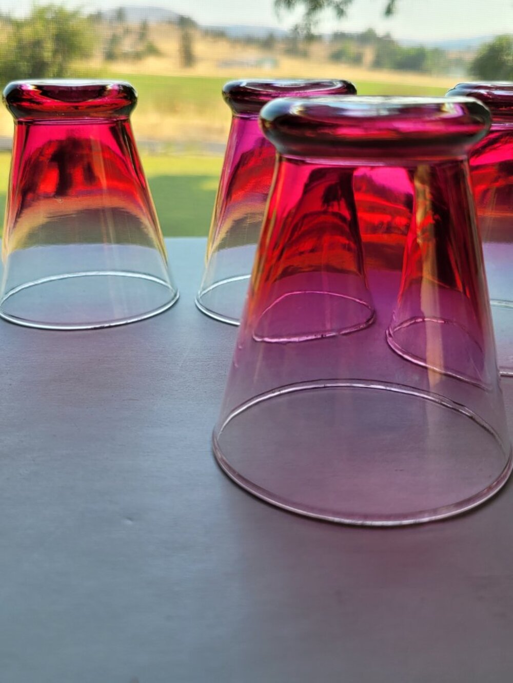 8 pc 1960s Blendo West Virginia Drinkware Set Pitcher Stirrer Glasses Cranberry - Picture 10 of 11